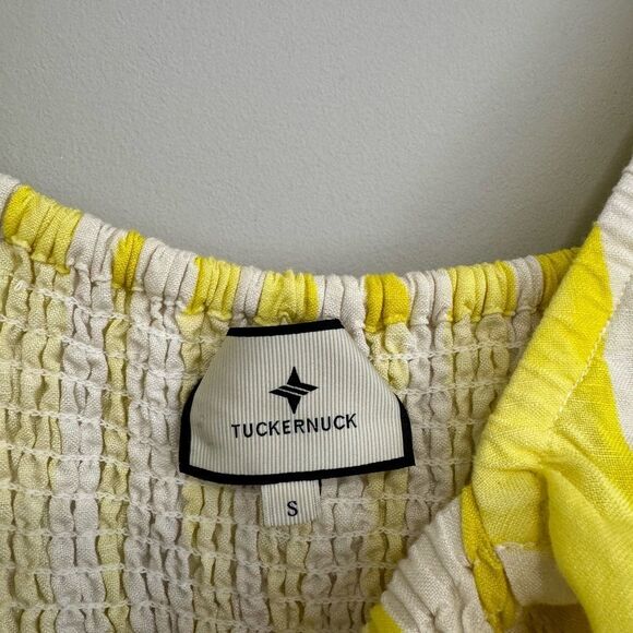 Tuckernuck Linen Blend Cabana Striped Puff Sleeve Dress - Picture 3 of 5